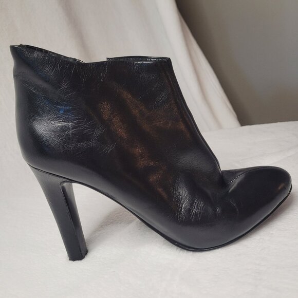Nine West Black Leather High Heel Short Boots - Picture 6 of 8